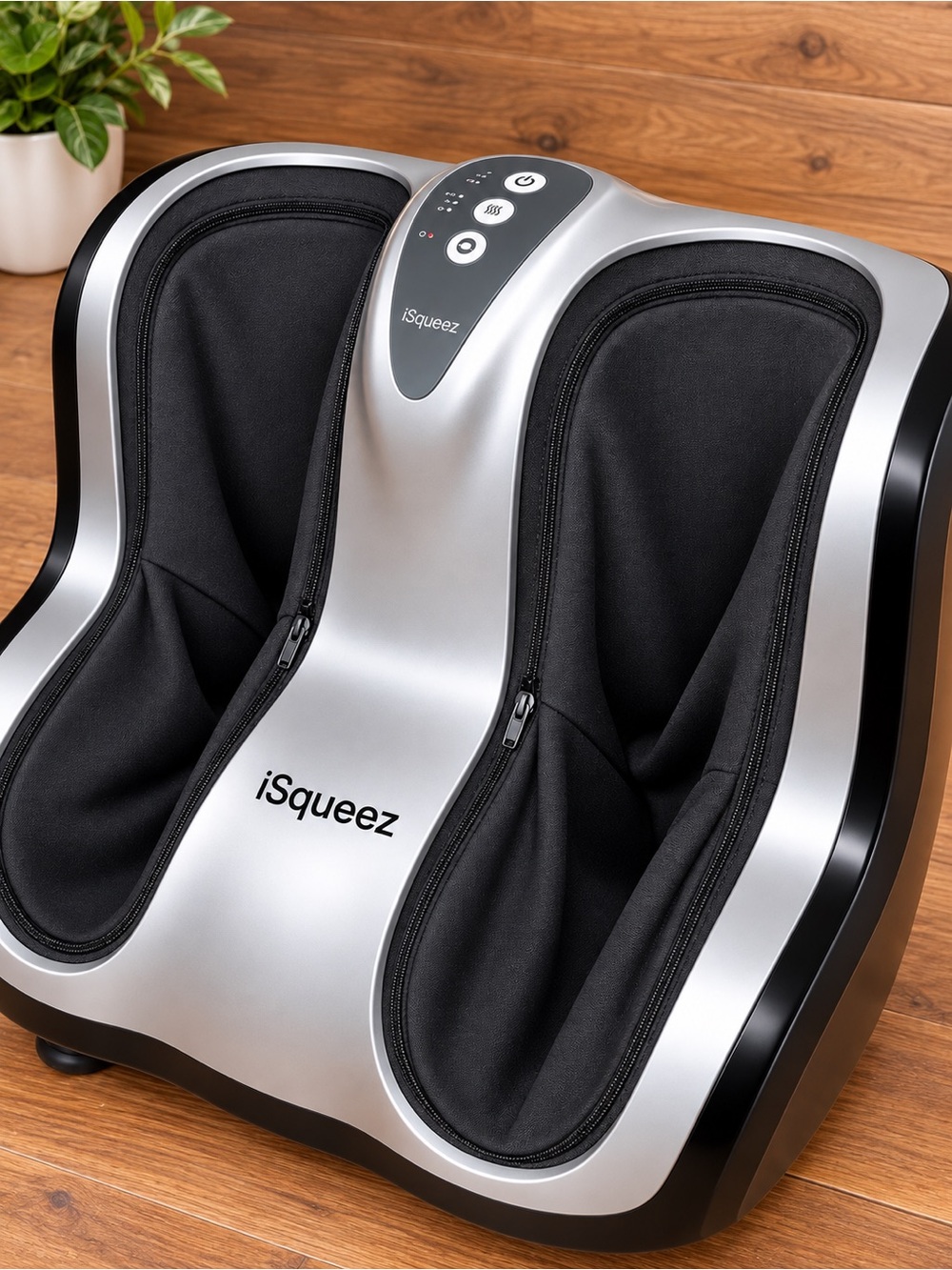 Silver and Black Foot & Calf Massager with Compression